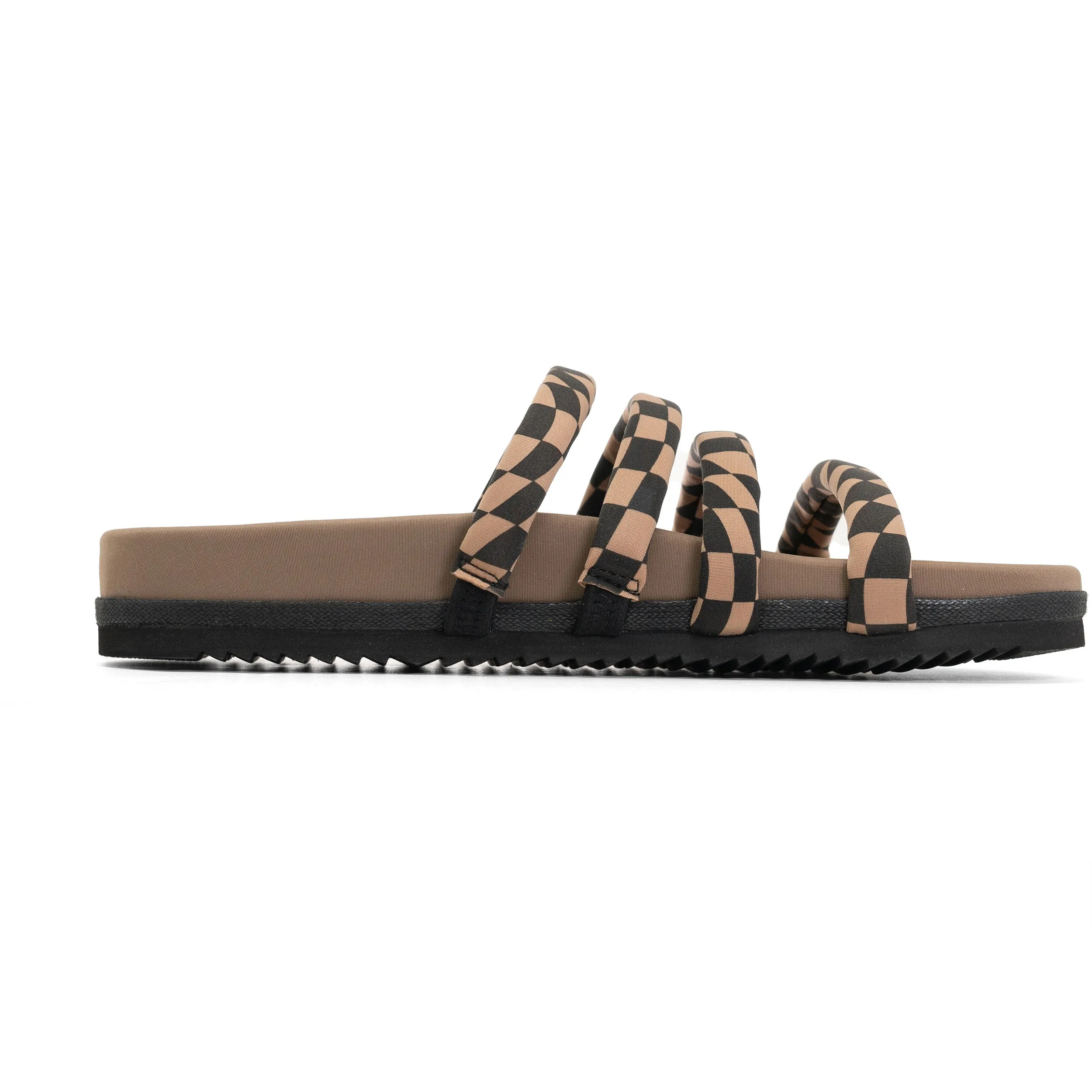 ROAM QUATTRO SANDAL BLACK & BEIGE WAVY CHECK NEOPRENE