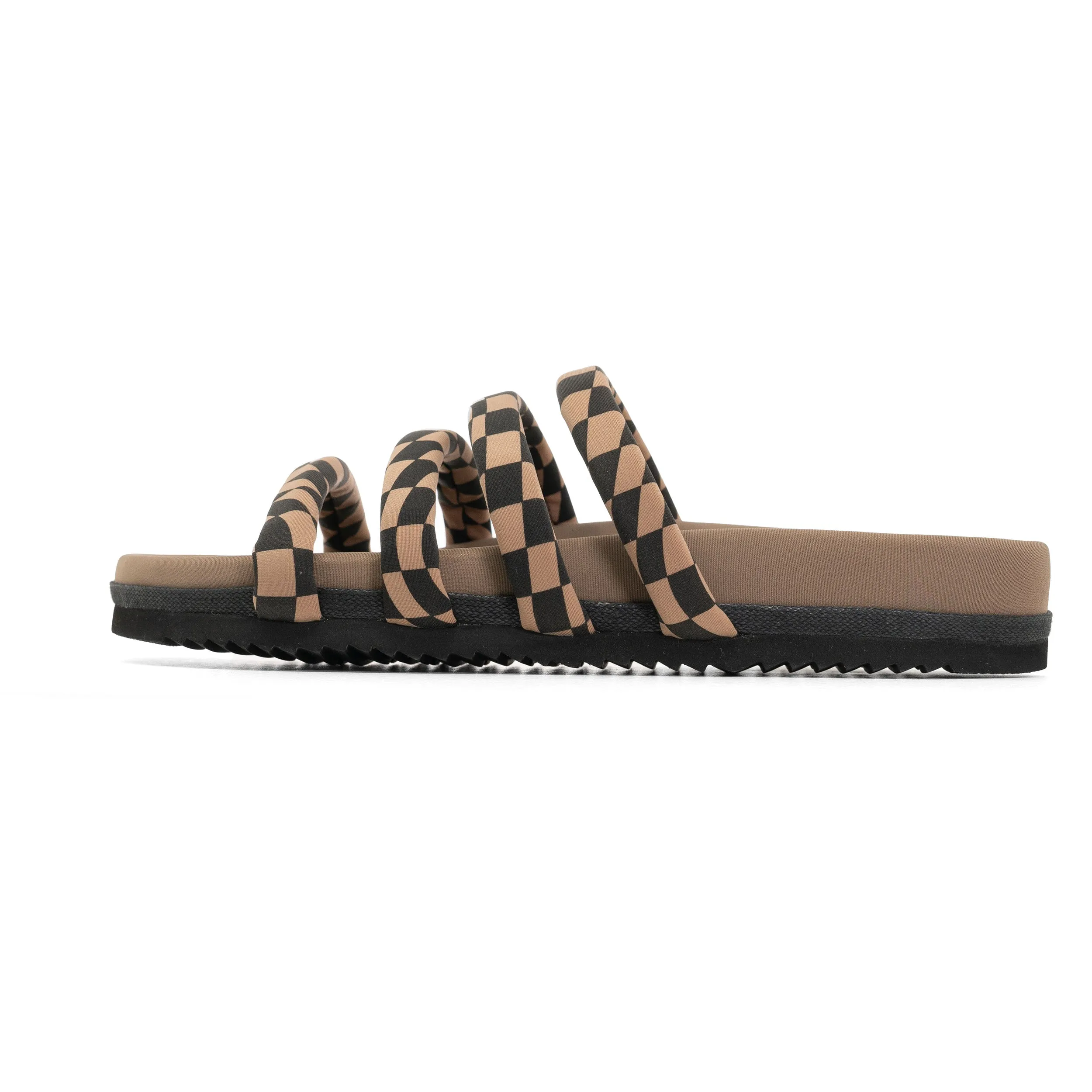 ROAM QUATTRO SANDAL BLACK & BEIGE WAVY CHECK NEOPRENE