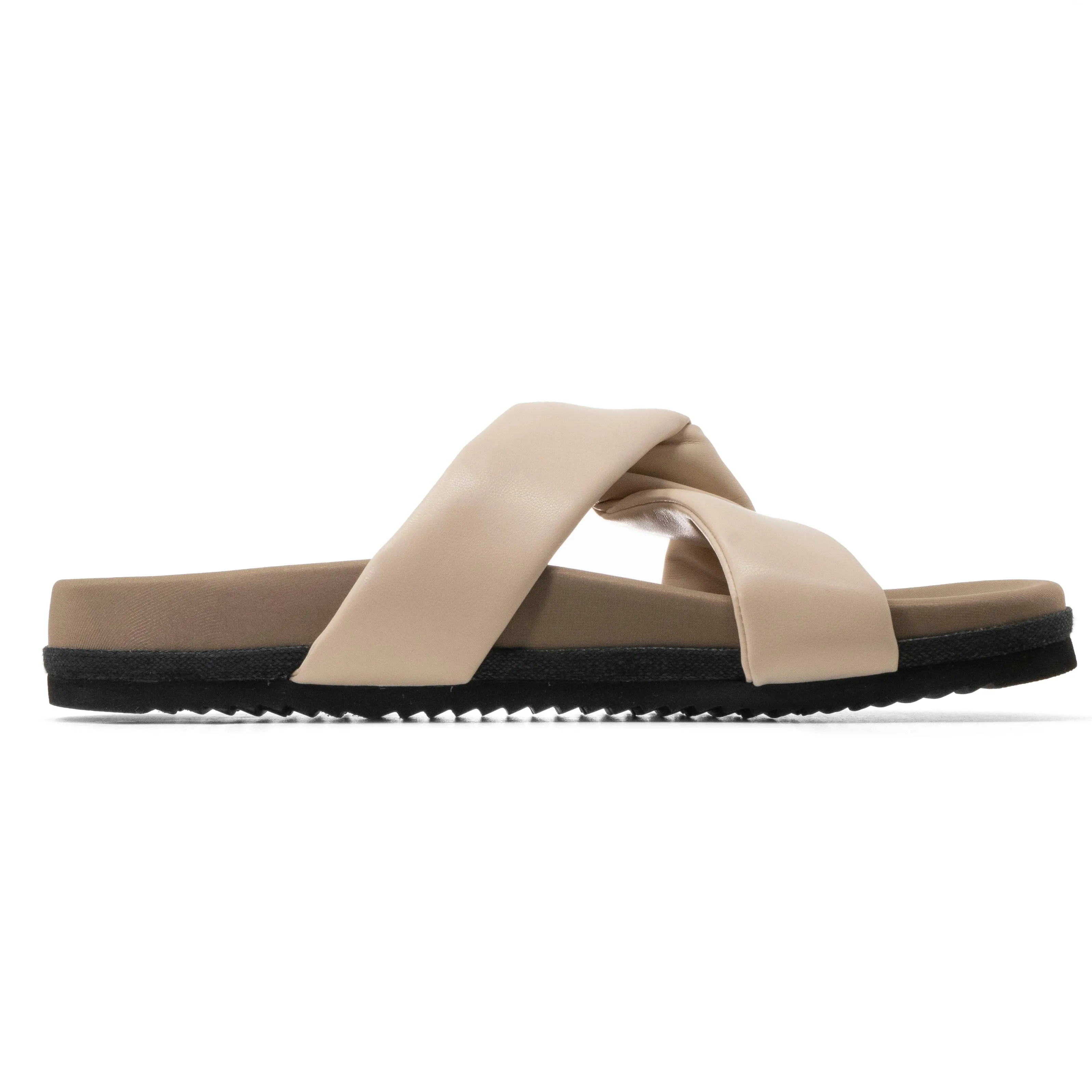 ROAM SIDE SLIP SANDAL CREAM VEGAN LEATHER