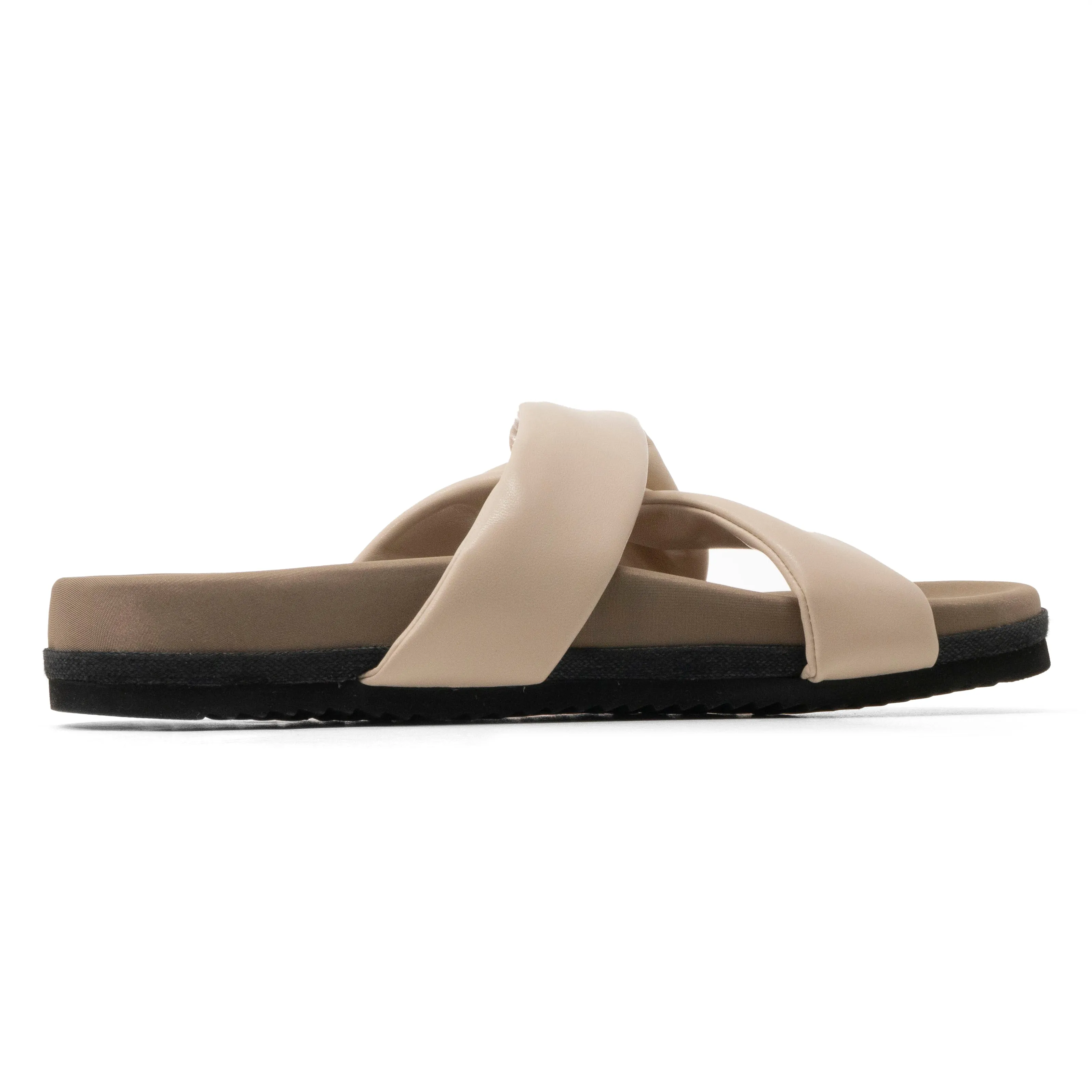 ROAM SIDE SLIP SANDAL CREAM VEGAN LEATHER