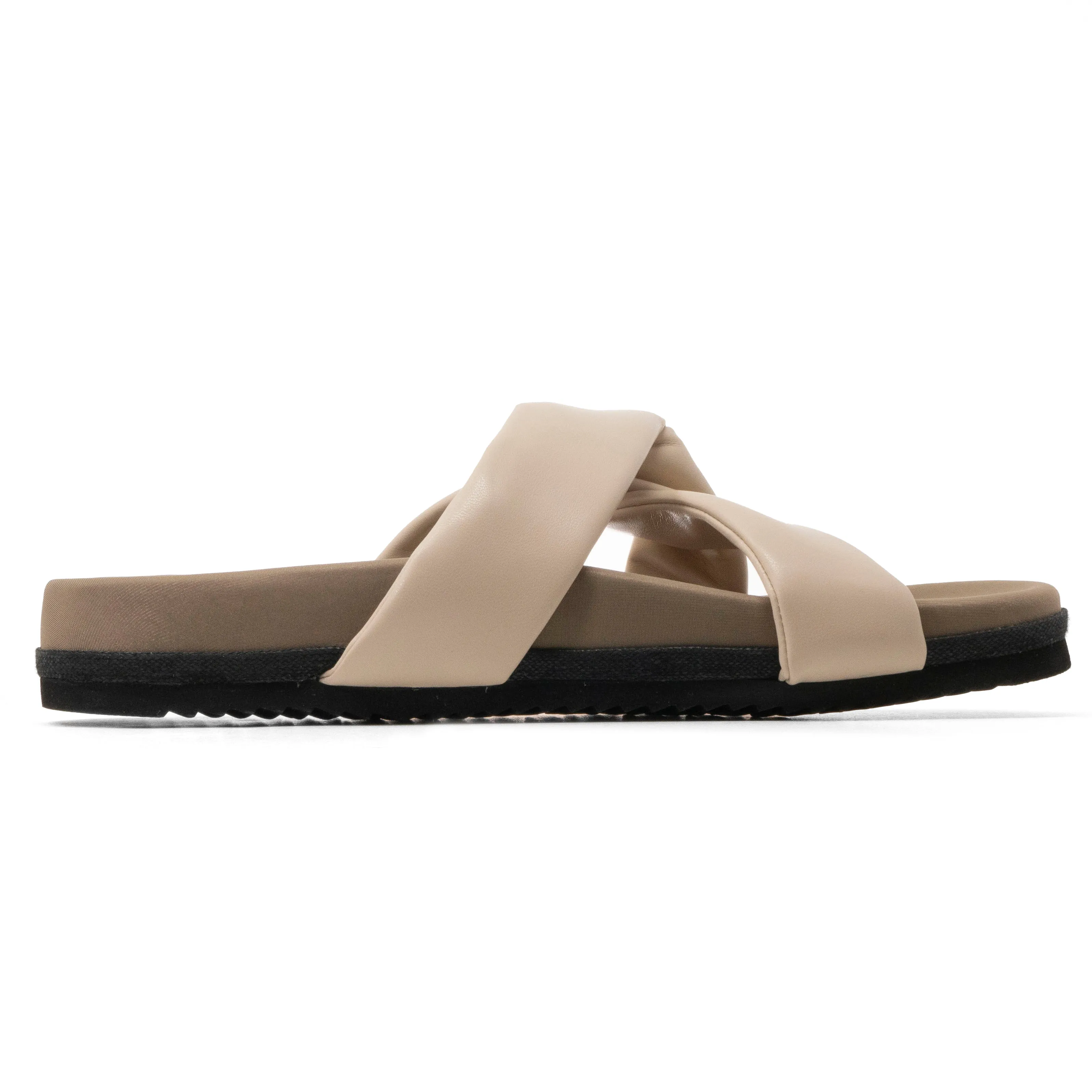 ROAM SIDE SLIP SANDAL CREAM VEGAN LEATHER