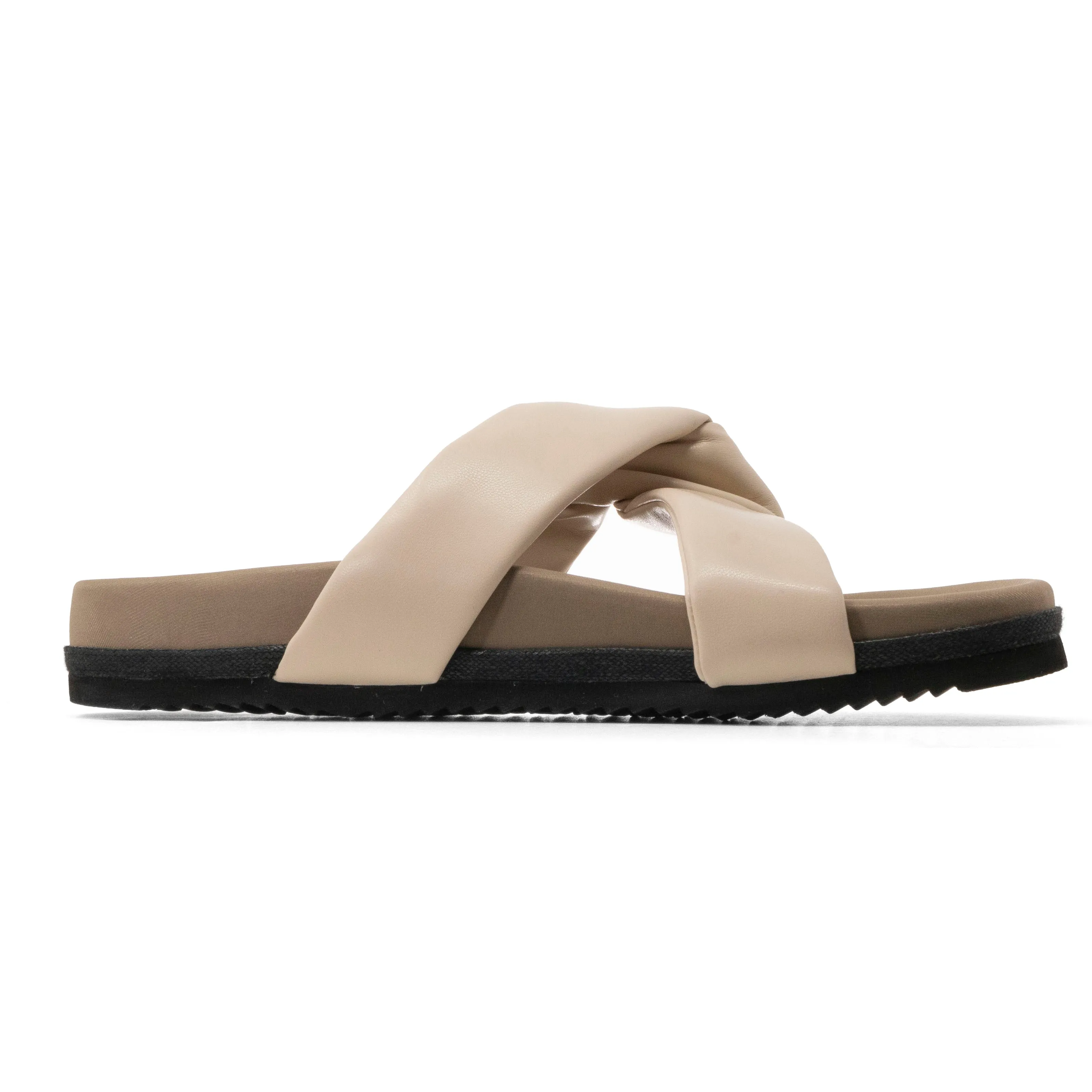 ROAM SIDE SLIP SANDAL CREAM VEGAN LEATHER