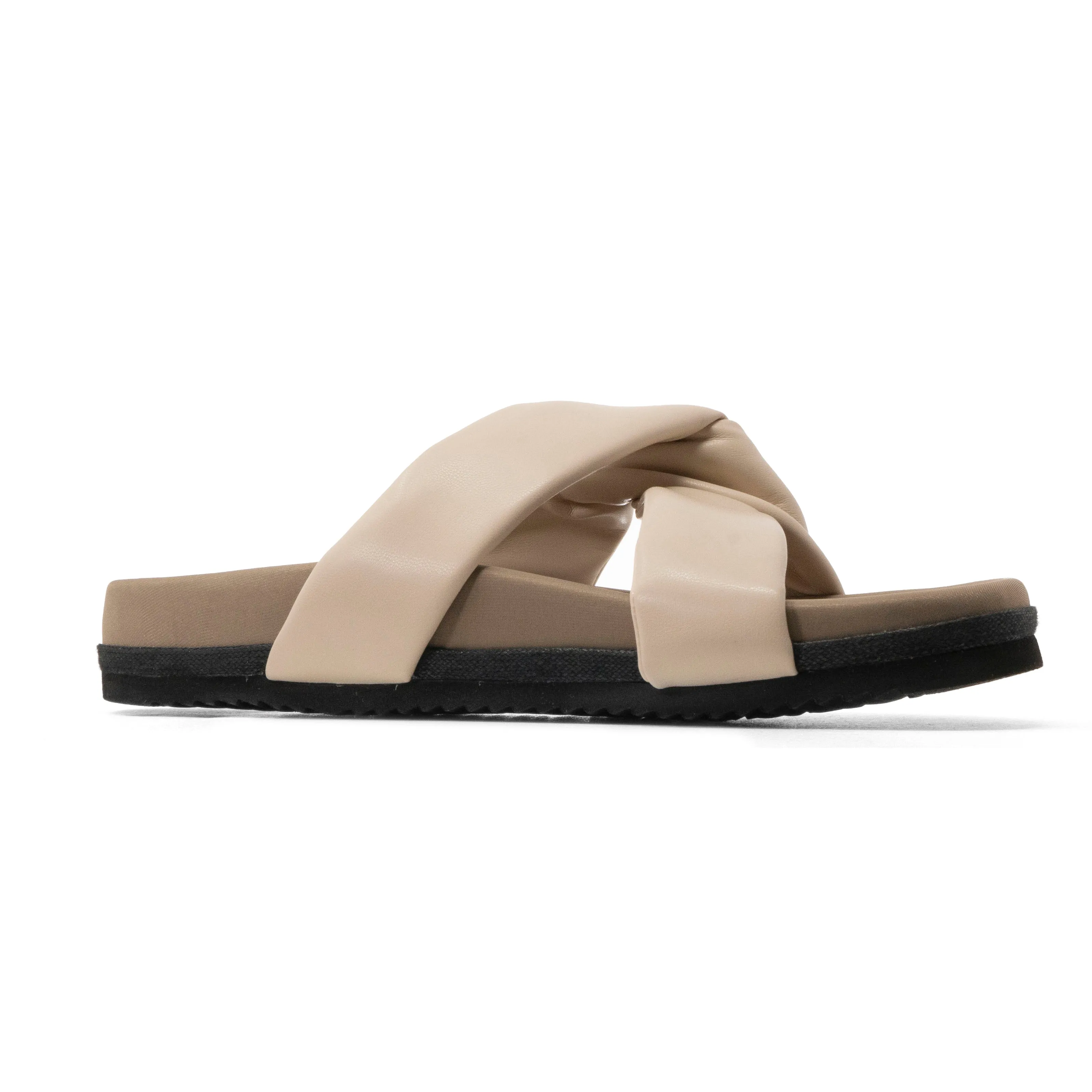 ROAM SIDE SLIP SANDAL CREAM VEGAN LEATHER