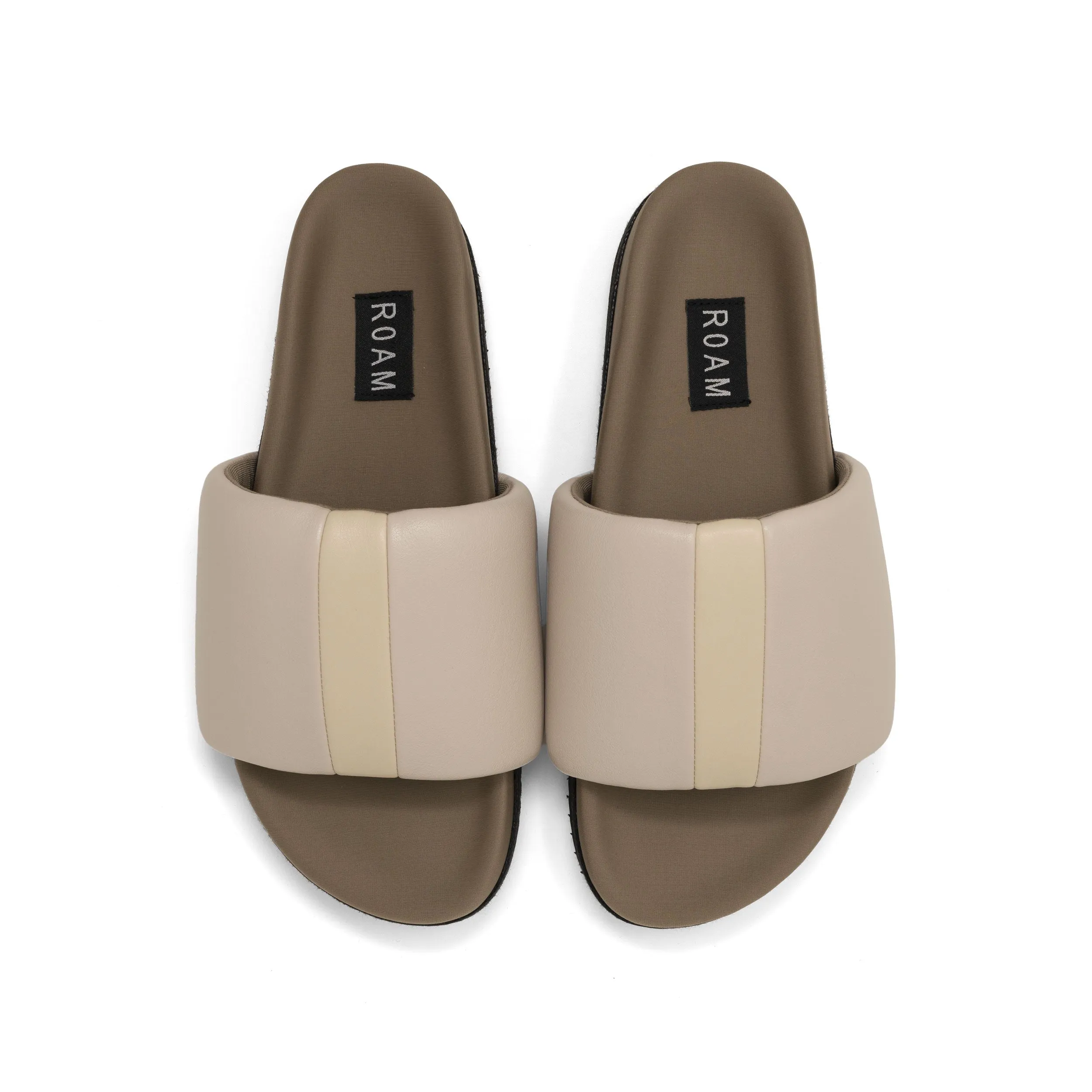 ROAM STRIPE SLIDER CEMENT & CREAM VEGAN LEATHER