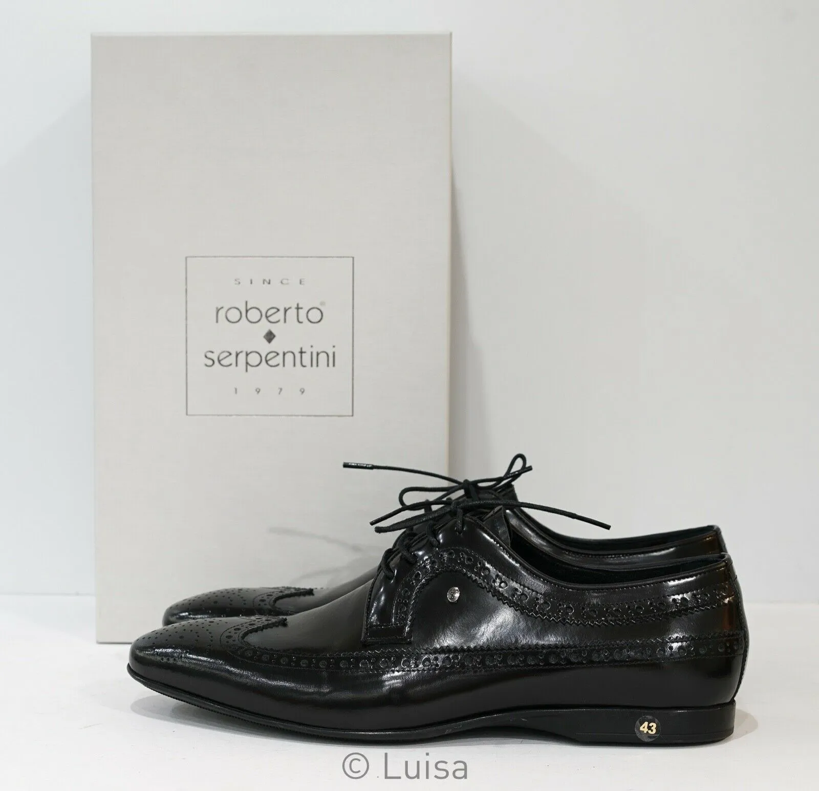 Roberto Serpentini Men's Detailed Black Leather Lace Up 27559