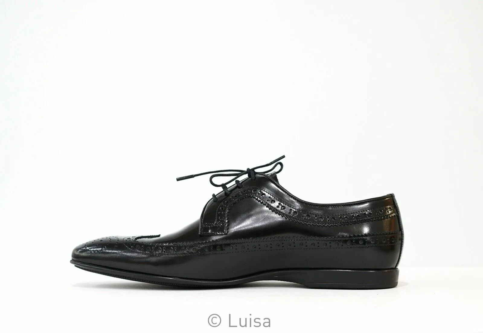 Roberto Serpentini Men's Detailed Black Leather Lace Up 27559