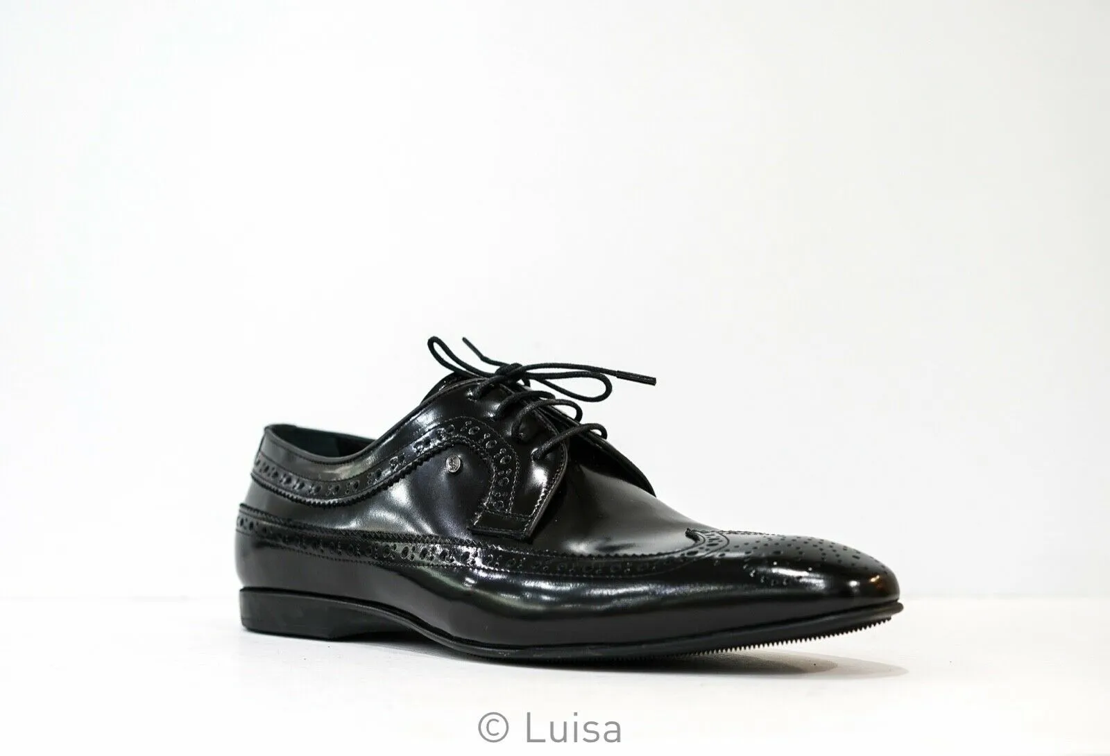 Roberto Serpentini Men's Detailed Black Leather Lace Up 27559