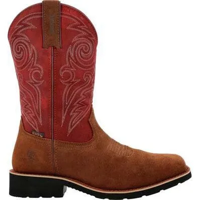 Rocky Men's Monocrepe 12" Square Toe WP Western Boot -Cabernet- RKW0432