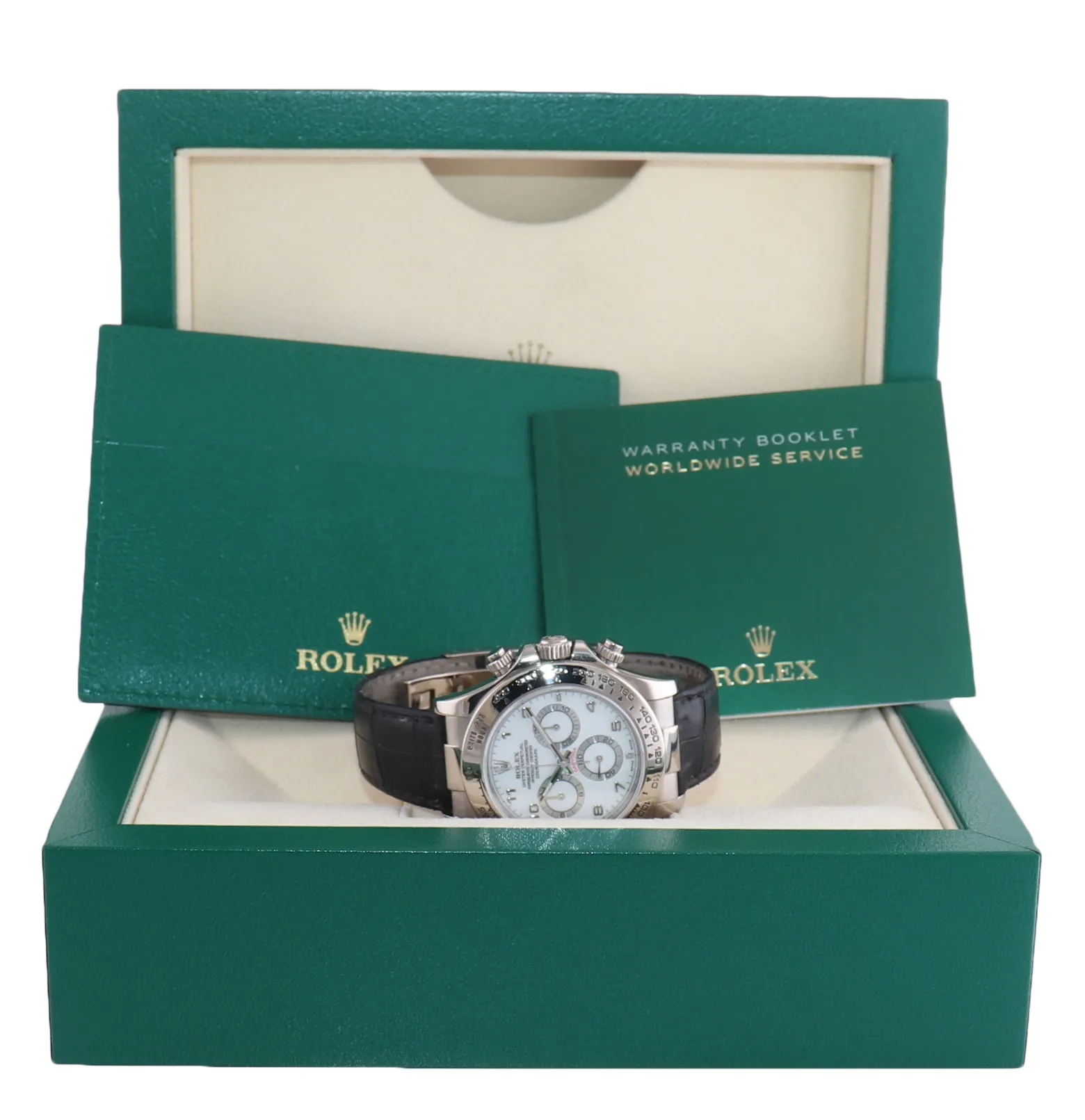 Rolex Daytona 116519 White Arabic 40mm Leather White Gold Watch Box