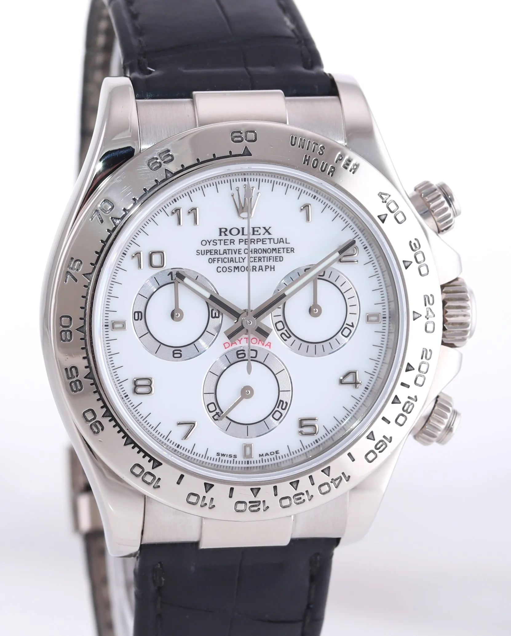 Rolex Daytona 116519 White Arabic 40mm Leather White Gold Watch Box
