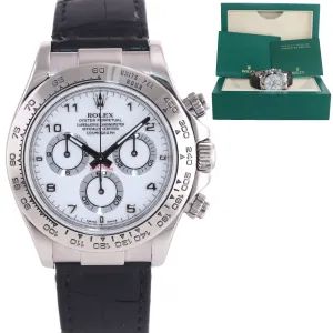 Rolex Daytona 116519 White Arabic 40mm Leather White Gold Watch Box