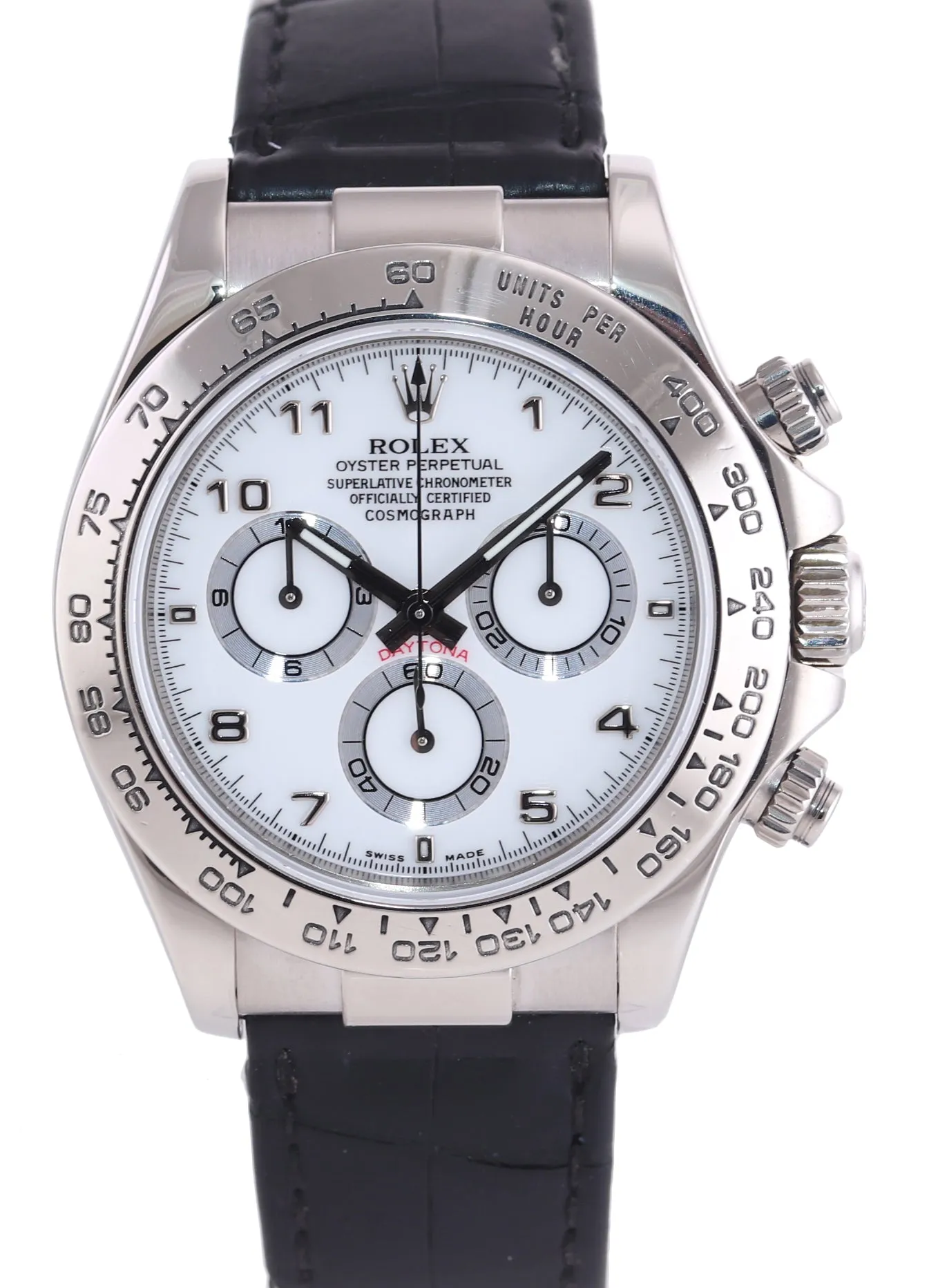 Rolex Daytona 116519 White Arabic 40mm Leather White Gold Watch Box