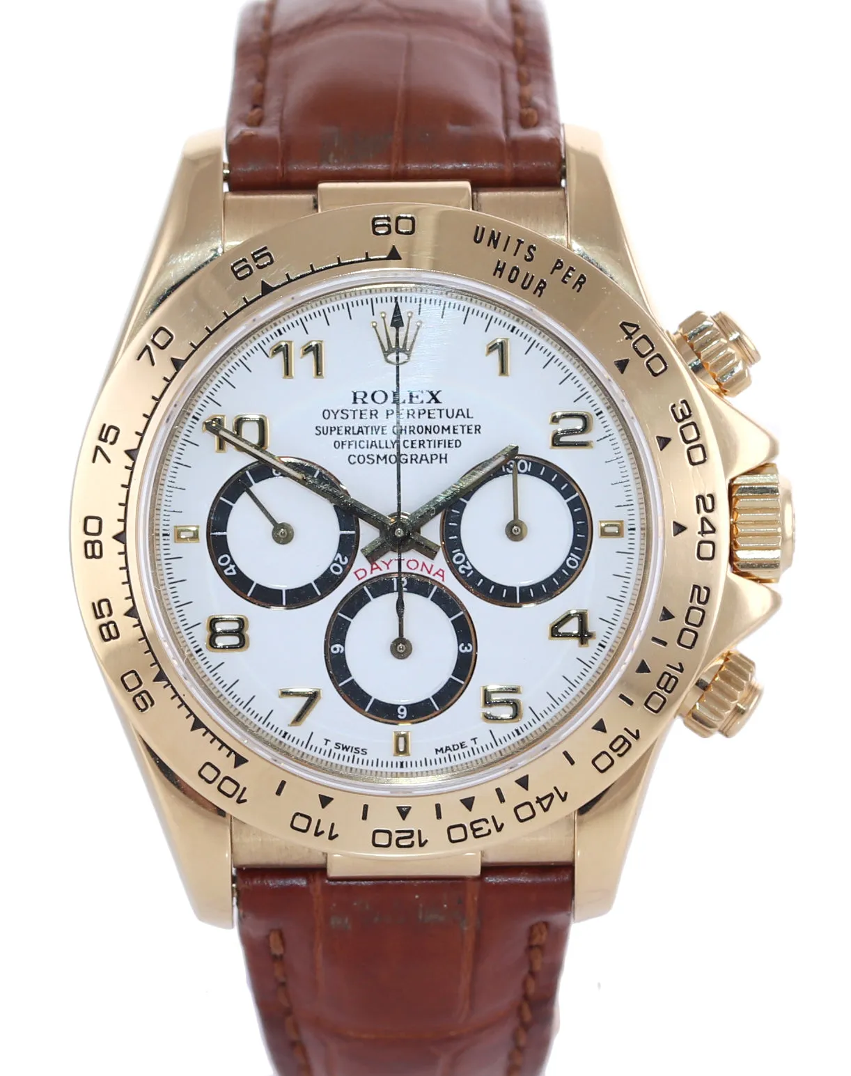 Rolex Daytona Zenith 16518 White Inverted 6 18k Yellow Gold Leather Watch Box
