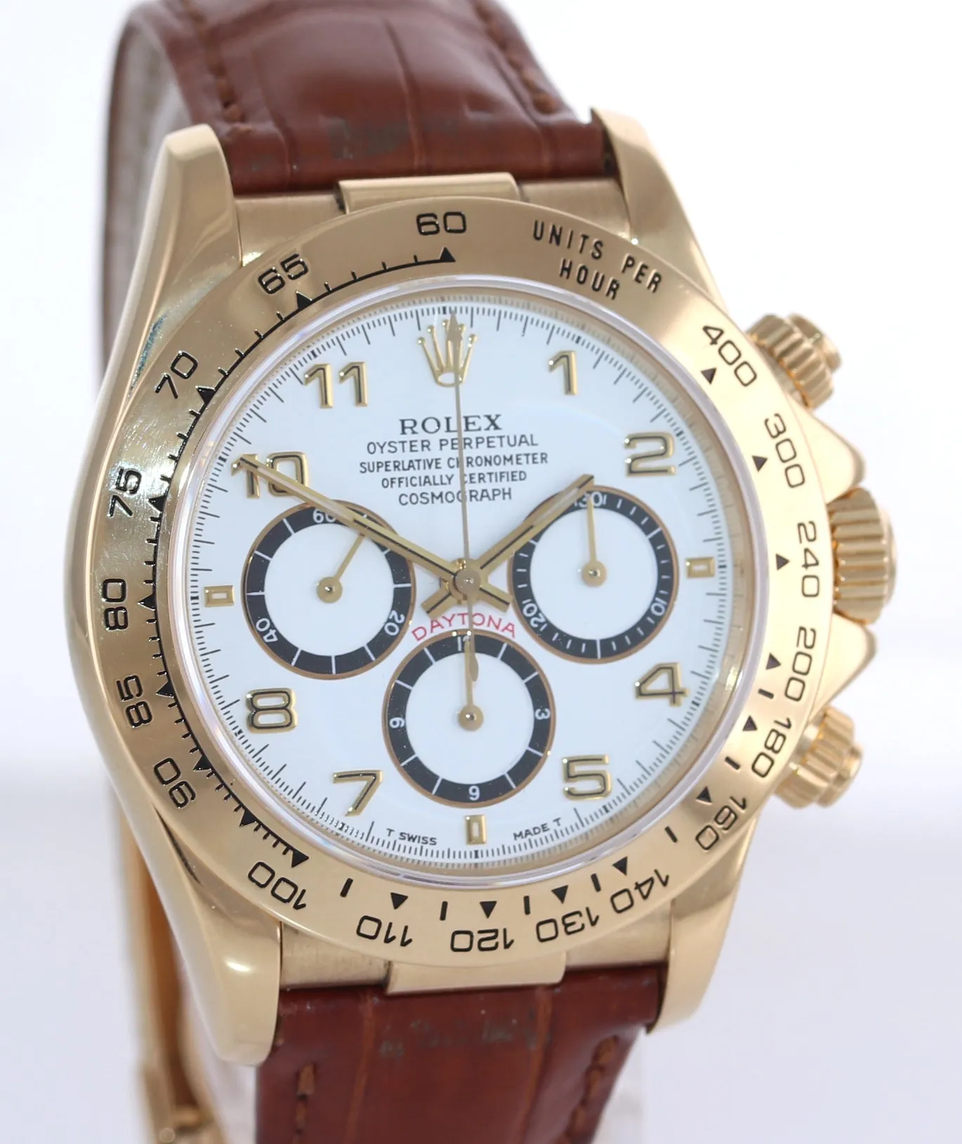 Rolex Daytona Zenith 16518 White Inverted 6 18k Yellow Gold Leather Watch Box