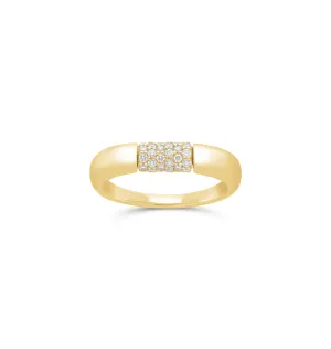 Sabel Collection Yellow Gold Diamond Cylinder Flat Top Ring