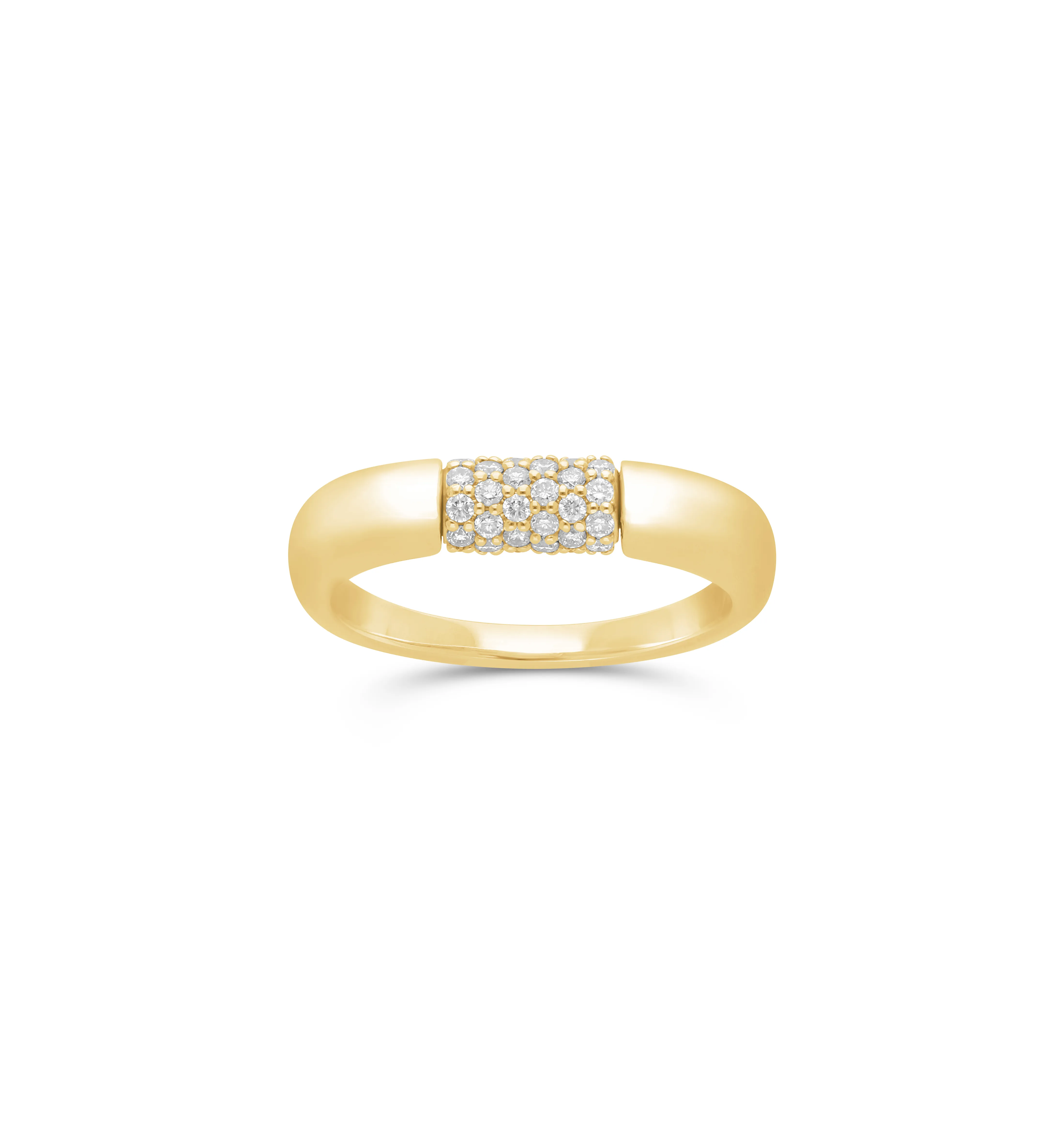 Sabel Collection Yellow Gold Diamond Cylinder Flat Top Ring