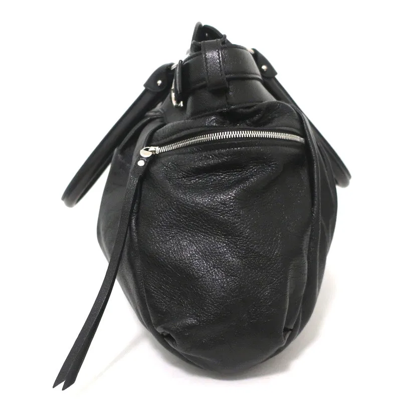 Salvatore Ferragamo Marisa Gancini Lock Large Shoulder Bag Black Leather