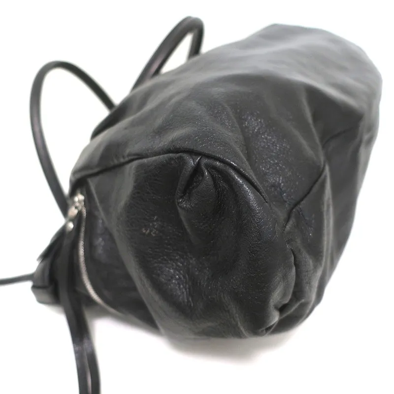 Salvatore Ferragamo Marisa Gancini Lock Large Shoulder Bag Black Leather
