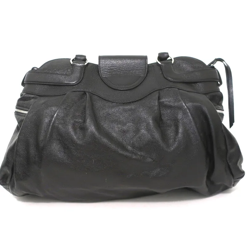 Salvatore Ferragamo Marisa Gancini Lock Large Shoulder Bag Black Leather