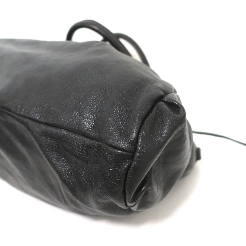 Salvatore Ferragamo Marisa Gancini Lock Large Shoulder Bag Black Leather