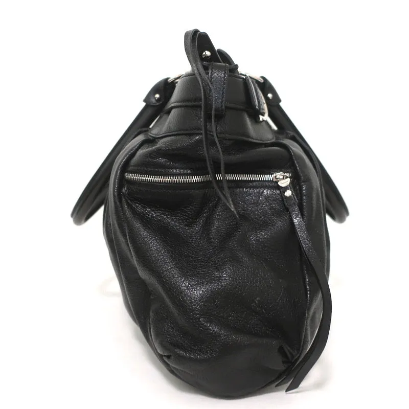 Salvatore Ferragamo Marisa Gancini Lock Large Shoulder Bag Black Leather