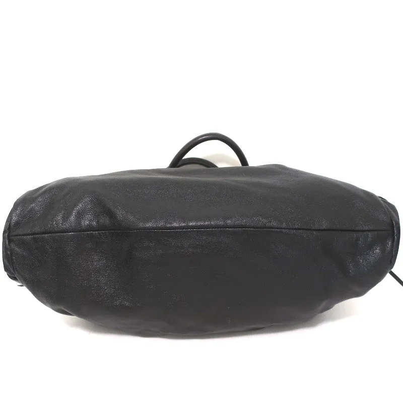 Salvatore Ferragamo Marisa Gancini Lock Large Shoulder Bag Black Leather