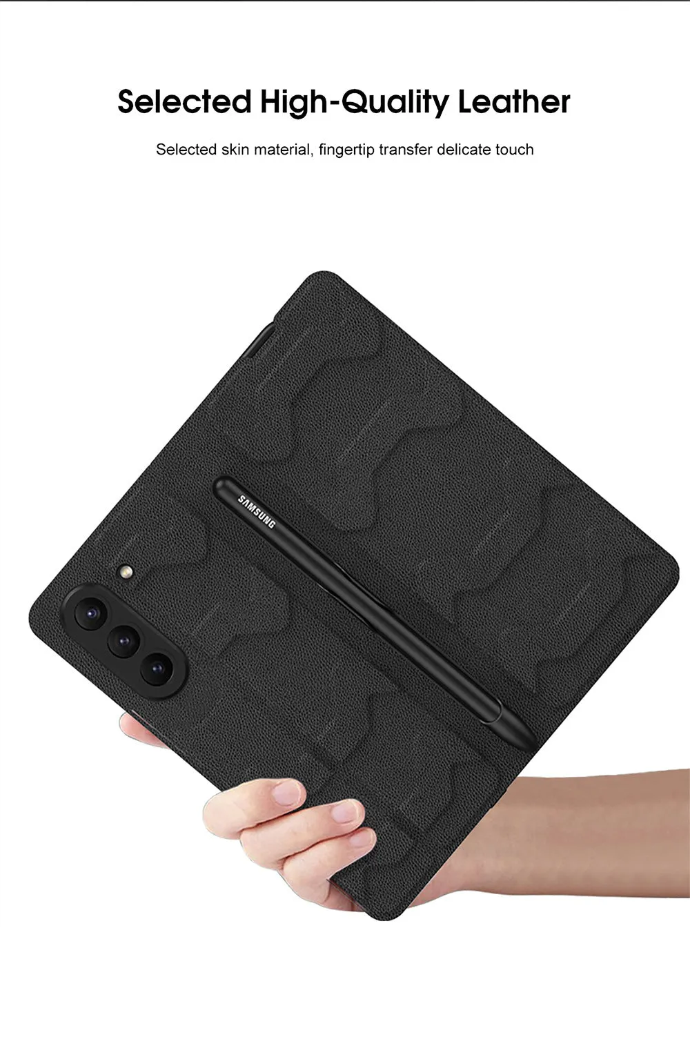 Samsung Galaxy Z Fold 5 Mobile Phone Case Fashion Warrior Flip Leather Case Film Velcro Pen Slot Case