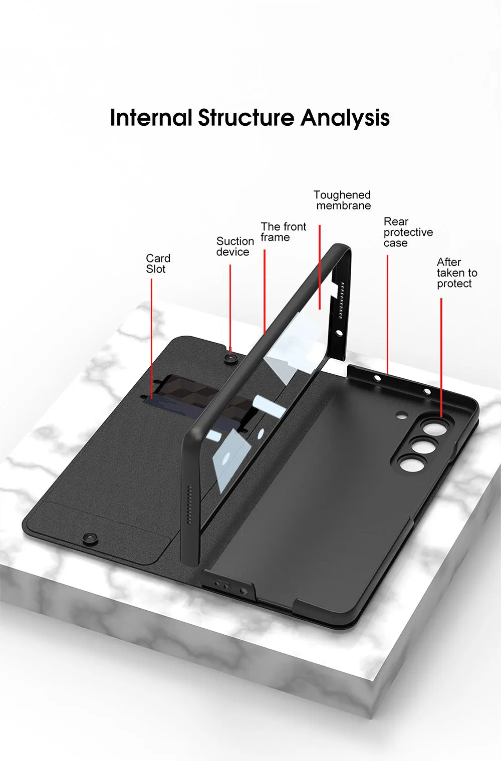 Samsung Galaxy Z Fold 5 Mobile Phone Case Fashion Warrior Flip Leather Case Film Velcro Pen Slot Case