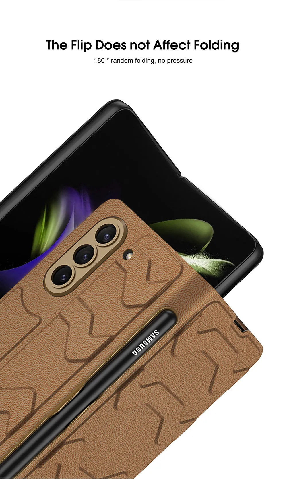 Samsung Galaxy Z Fold 5 Mobile Phone Case Fashion Warrior Flip Leather Case Film Velcro Pen Slot Case
