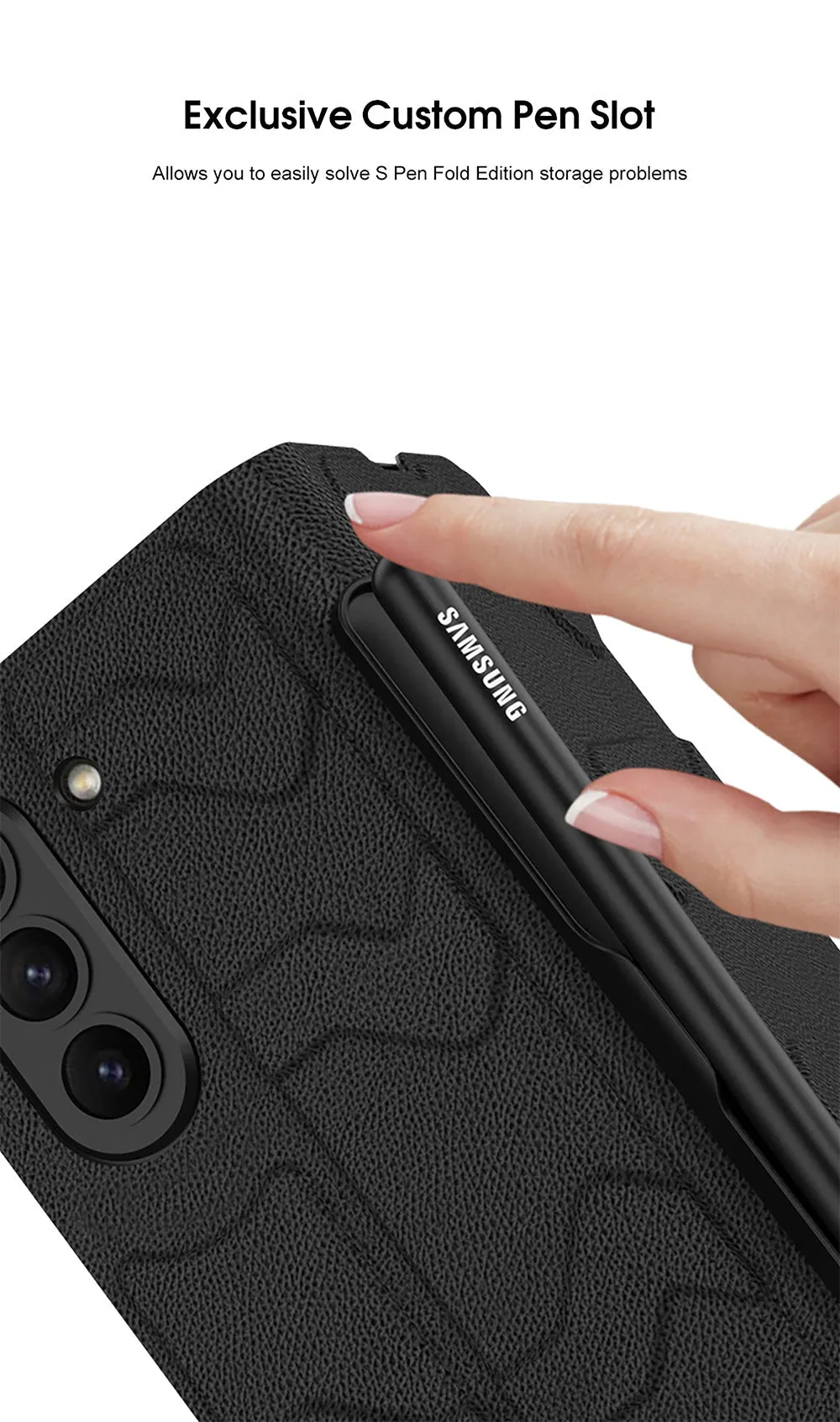 Samsung Galaxy Z Fold 5 Mobile Phone Case Fashion Warrior Flip Leather Case Film Velcro Pen Slot Case