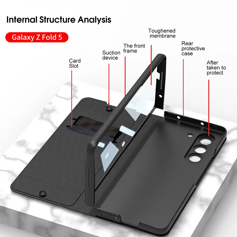 Samsung Galaxy Z Fold 5 Mobile Phone Case Fashion Warrior Flip Leather Case Film Velcro Pen Slot Case