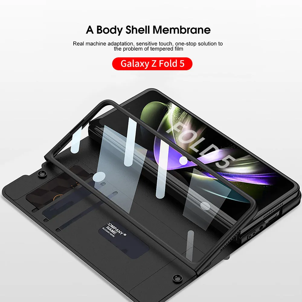 Samsung Galaxy Z Fold 5 Mobile Phone Case Fashion Warrior Flip Leather Case Film Velcro Pen Slot Case