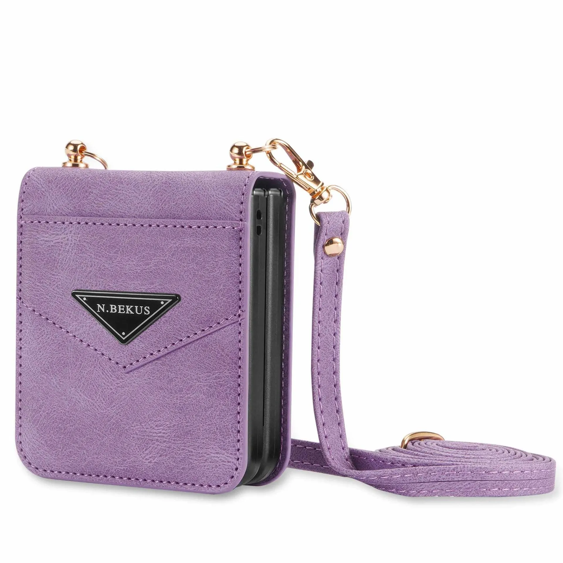 Samsung Z FLIP 4 Crossbody Phone Case Lychee Flip Leather Slip Card Case