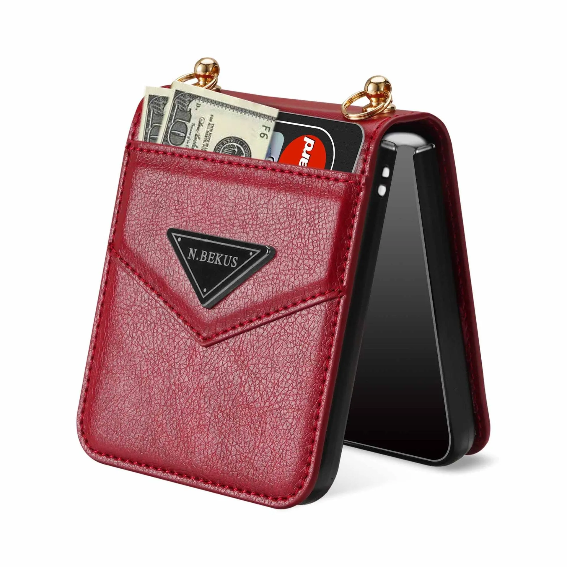 Samsung Z FLIP 4 Crossbody Phone Case Lychee Flip Leather Slip Card Case
