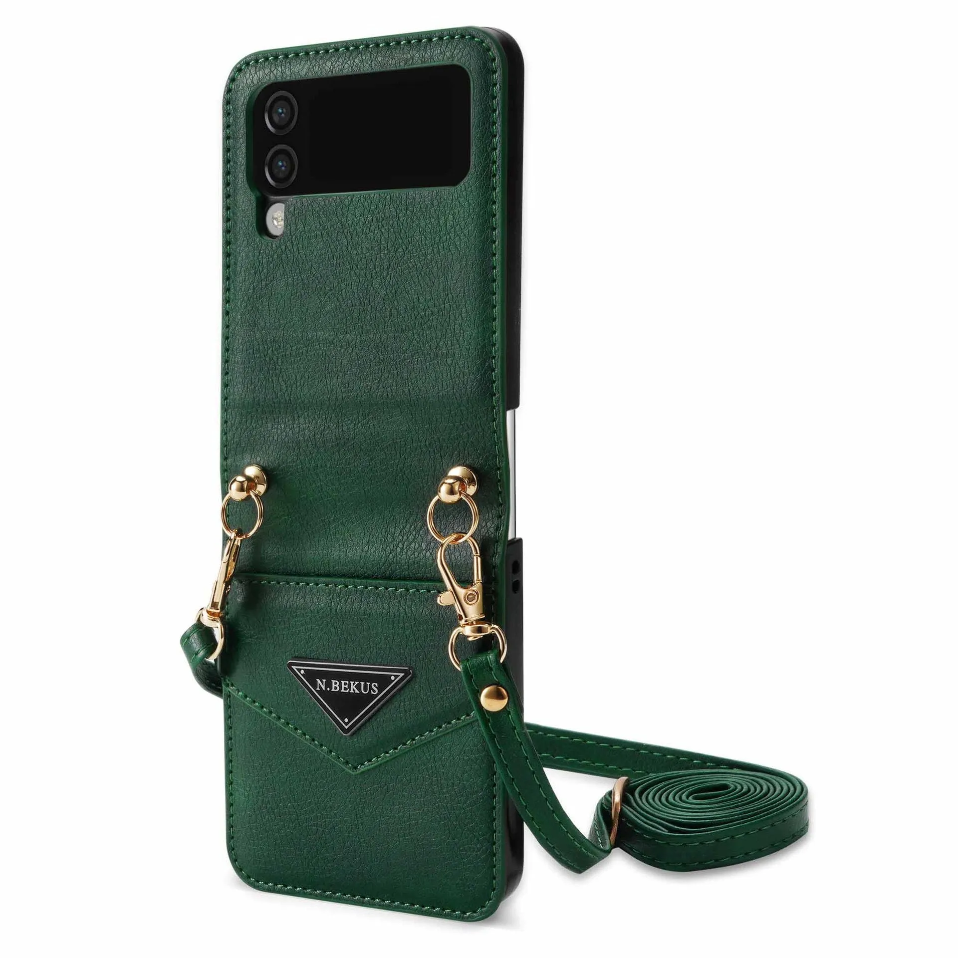 Samsung Z FLIP 4 Crossbody Phone Case Lychee Flip Leather Slip Card Case