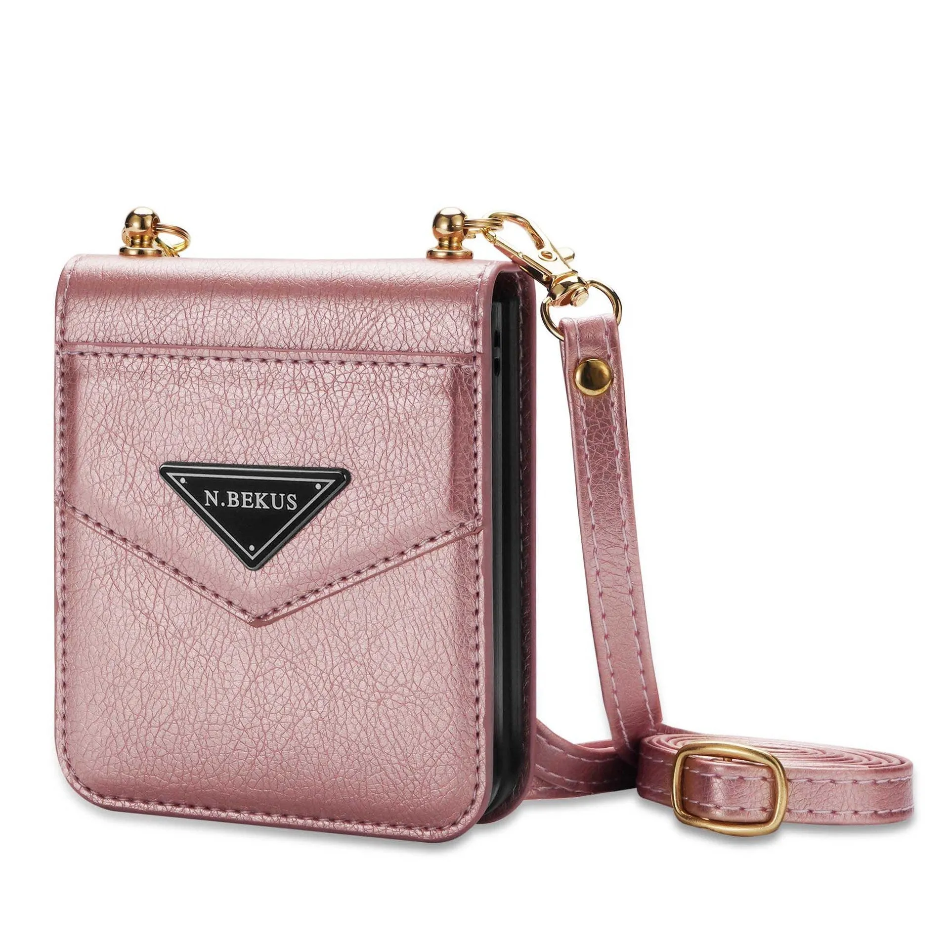 Samsung Z FLIP 4 Crossbody Phone Case Lychee Flip Leather Slip Card Case