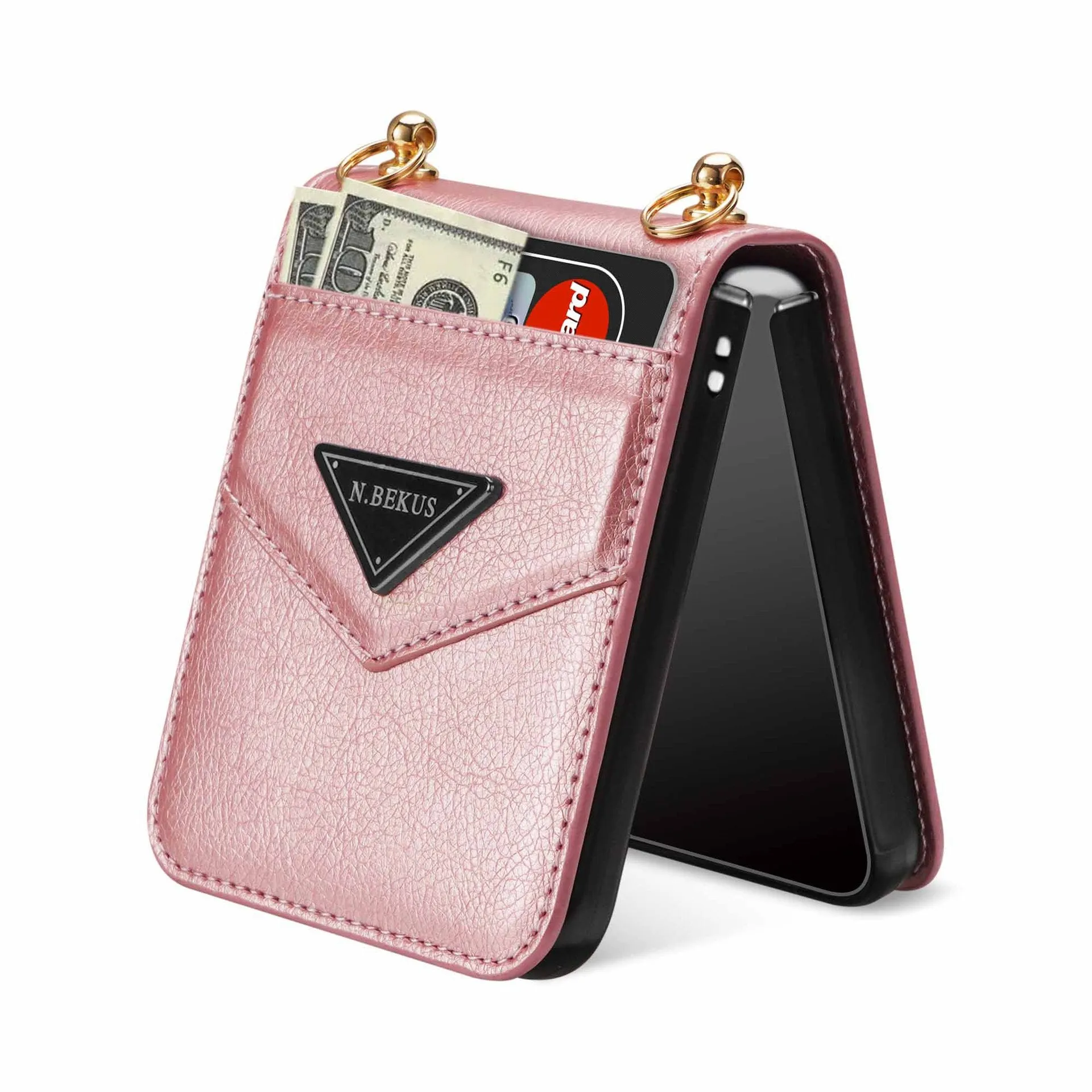 Samsung Z FLIP 4 Crossbody Phone Case Lychee Flip Leather Slip Card Case