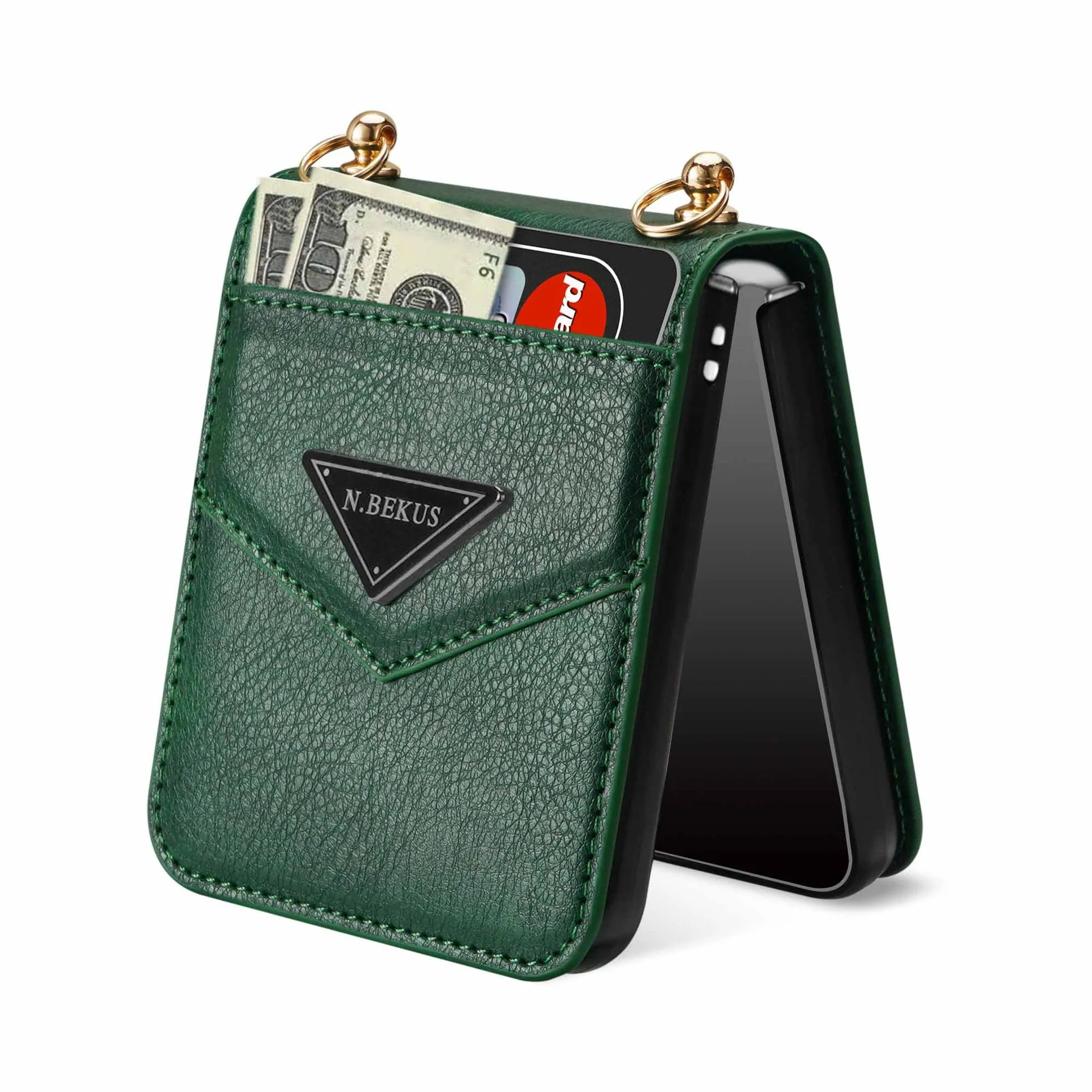 Samsung Z FLIP 4 Crossbody Phone Case Lychee Flip Leather Slip Card Case