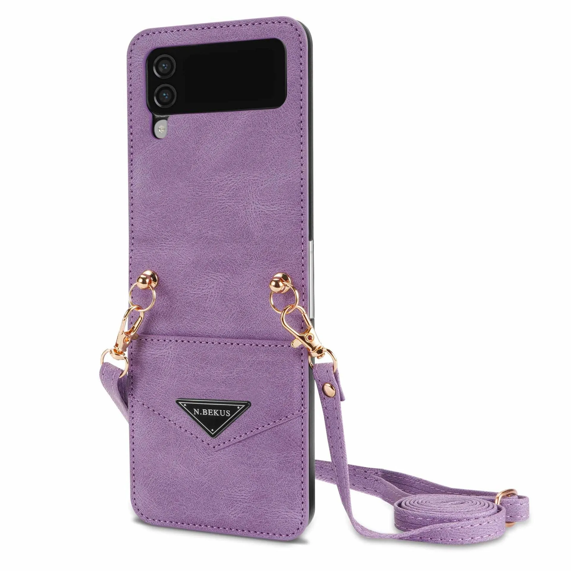 Samsung Z FLIP 4 Crossbody Phone Case Lychee Flip Leather Slip Card Case