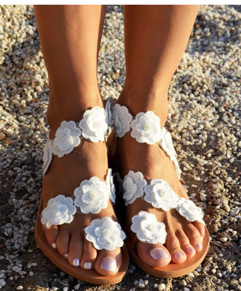 Sandales été chic / Women Sandals Bohemia Style Summer Shoes For Women Flat Sandals Beach Shoes 2019 Flowers Flip Flops Plus Size Chaussures Femme