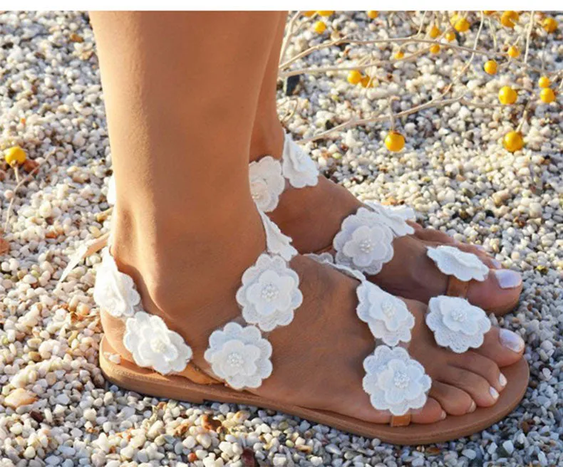 Sandales été chic / Women Sandals Bohemia Style Summer Shoes For Women Flat Sandals Beach Shoes 2019 Flowers Flip Flops Plus Size Chaussures Femme