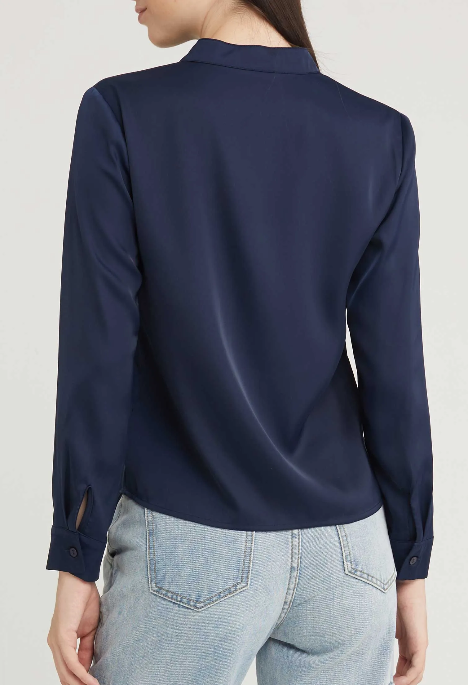 Satin Neck Accent Blouse