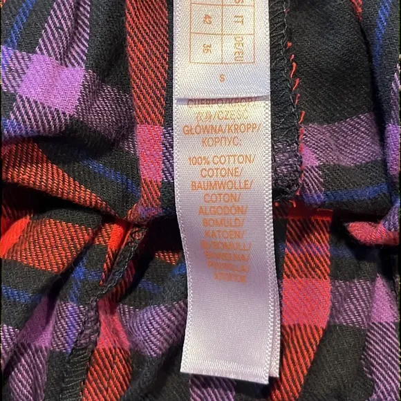 Savage x Fenty Night Star Chaser Goji Berry Red Plaid Cotton Flannel Sleep Pants