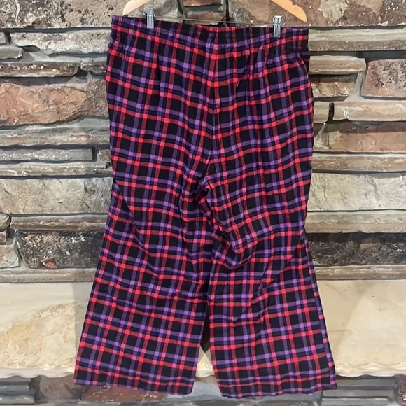 Savage x Fenty Night Star Chaser Goji Berry Red Plaid Cotton Flannel Sleep Pants