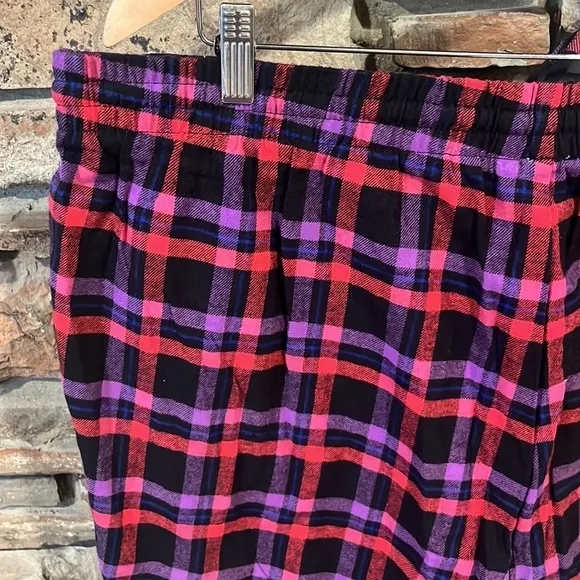 Savage x Fenty Night Star Chaser Goji Berry Red Plaid Cotton Flannel Sleep Pants
