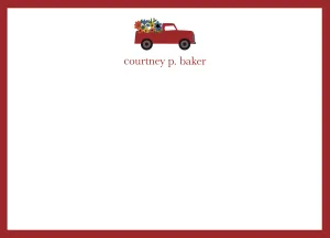 Shabby Chic Red Truck Flat Note (without envelope liner)