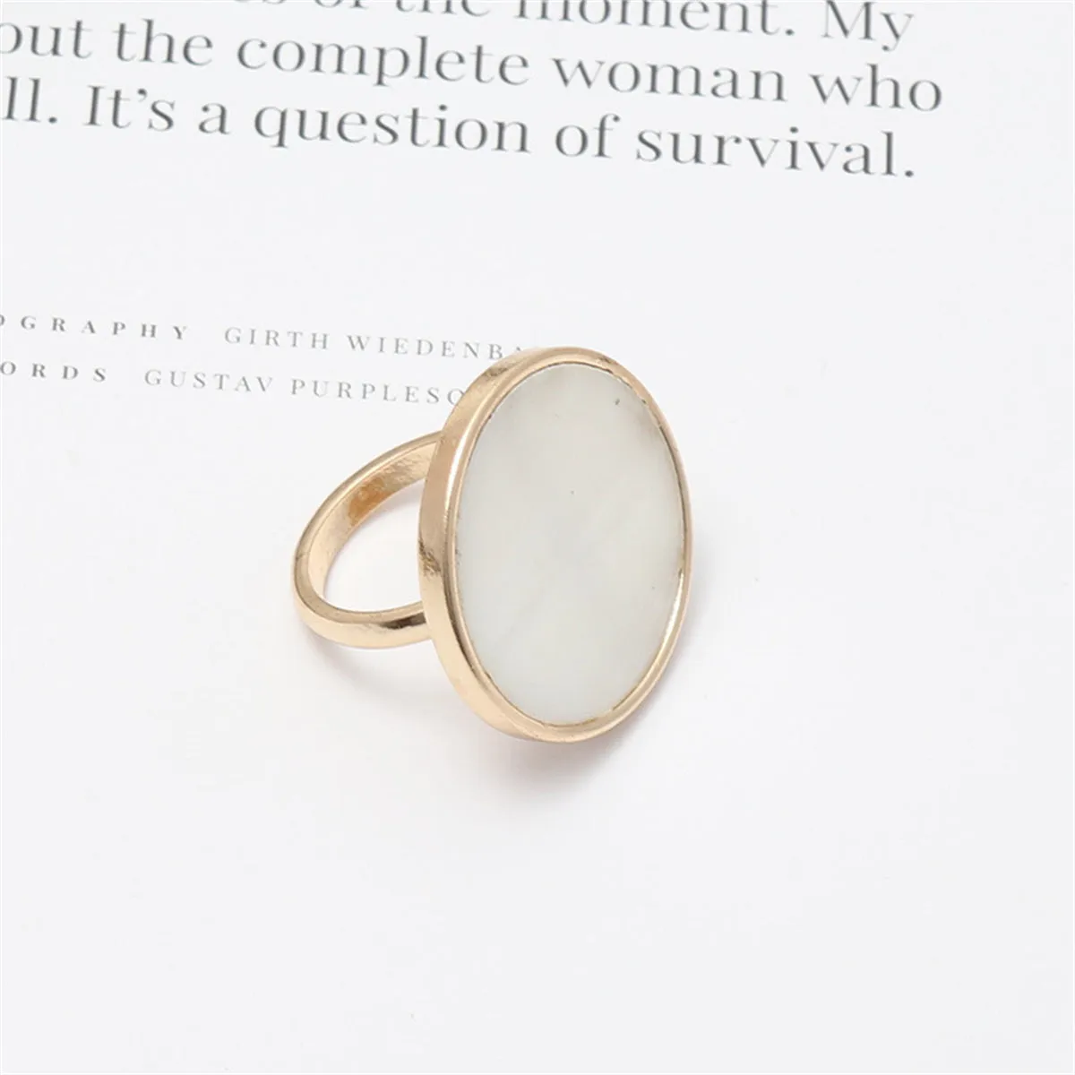 Shell & 18K Gold-Plated Round Ring