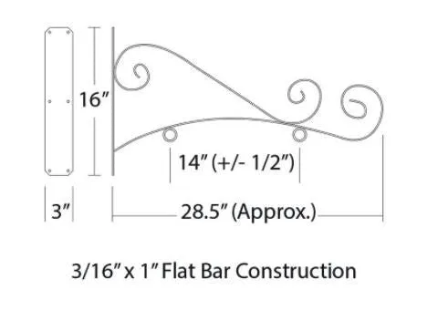 Sign Bracket, Custom Sign Bracket 24" Bistro Style Restaurant Sign Bracket, Business Sign Bracket, Custom Business and Restaurant Signage