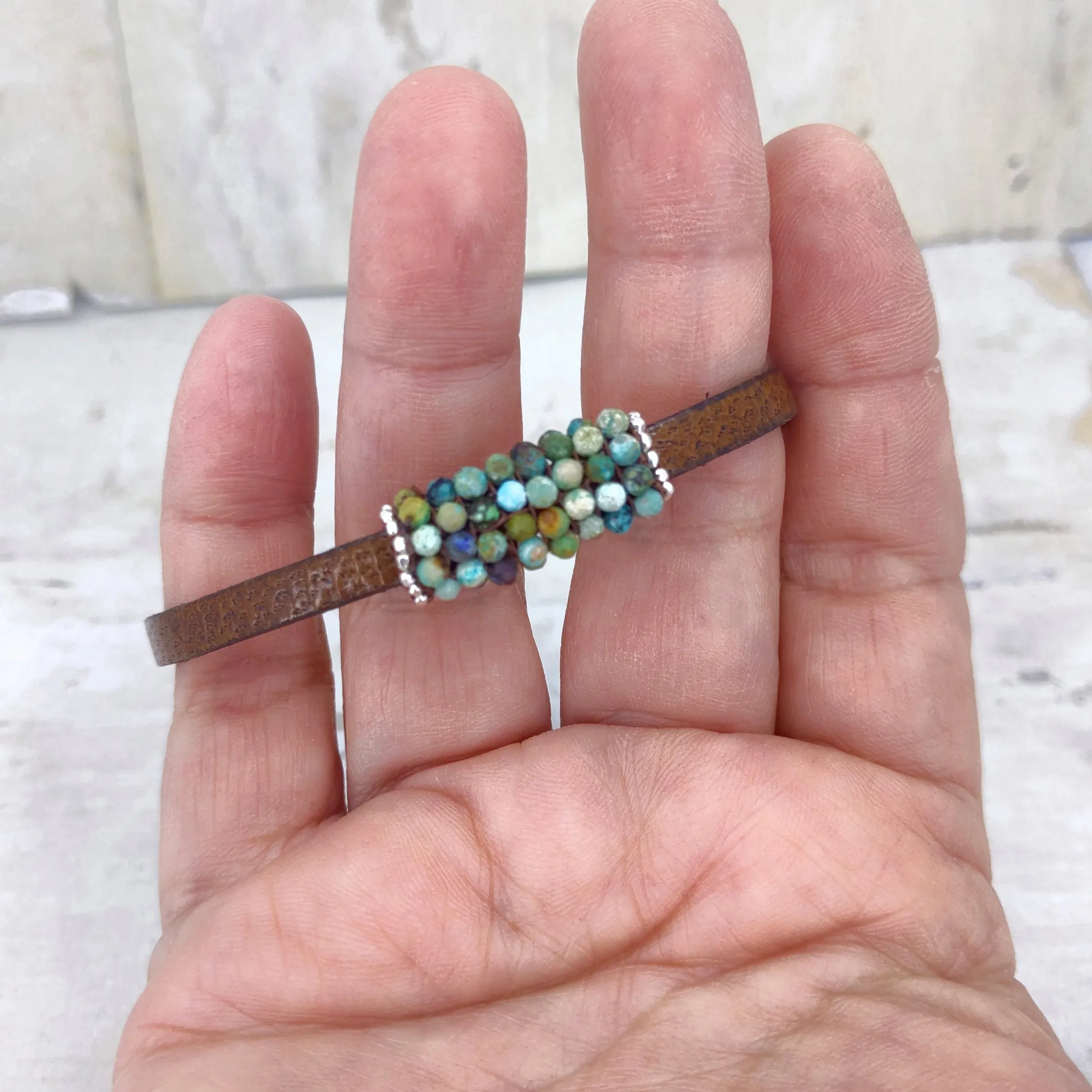 Slim Dandy Turquoise and Leather Bracelet