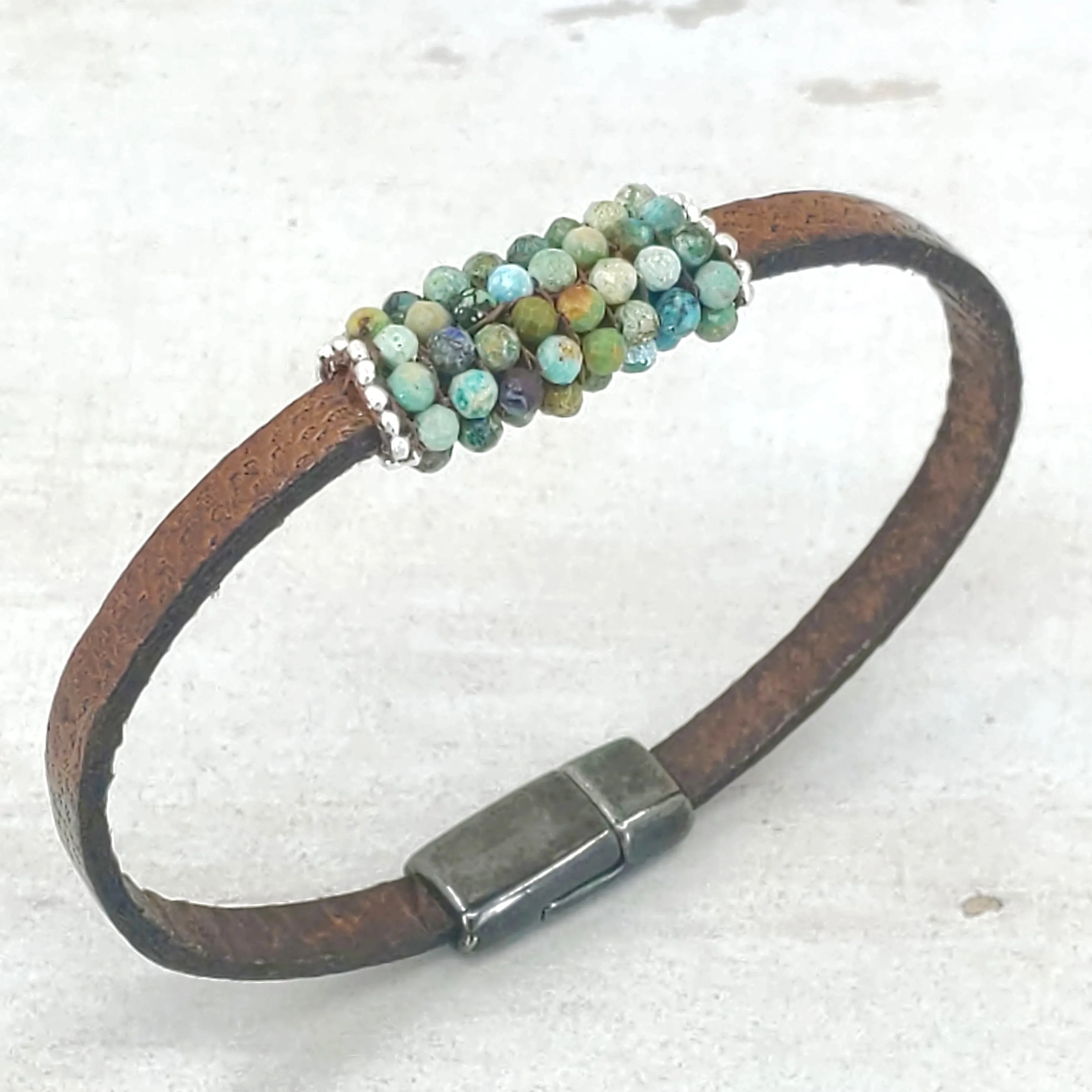 Slim Dandy Turquoise and Leather Bracelet